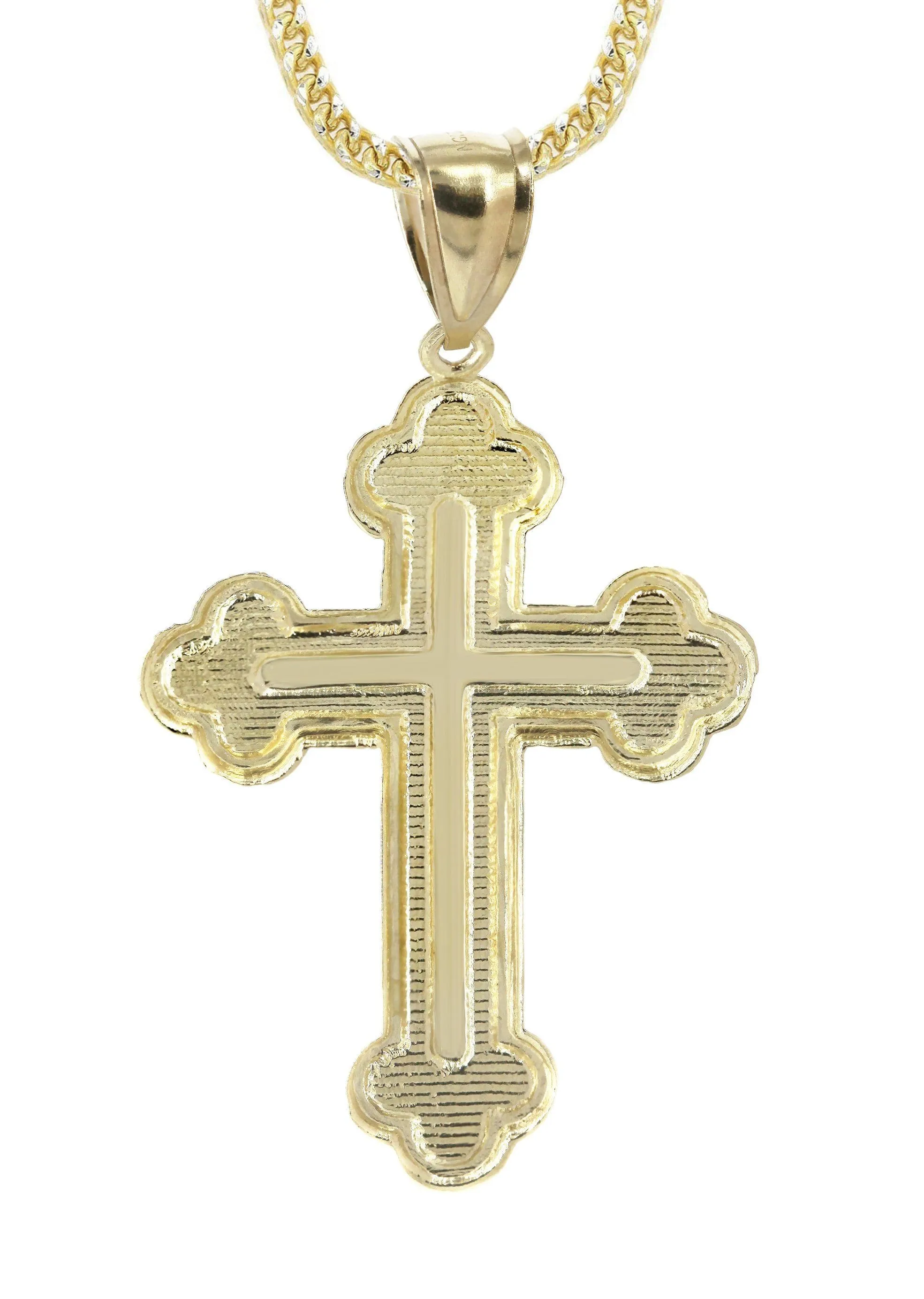 10K Yellow Gold & Diamond Cut Cross Necklace | Appx. 13.5 Grams