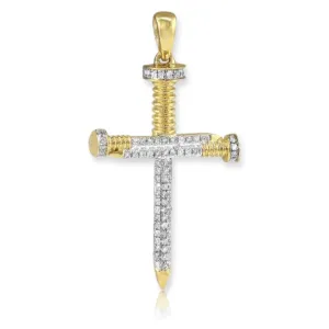 10KY 0.30CTW DIAMOND "NAILS" CROSS PENDANT