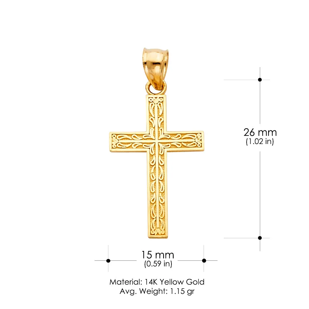 14K Gold Cross Religious Charm Pendant with 1.2mm Box Chain Necklace