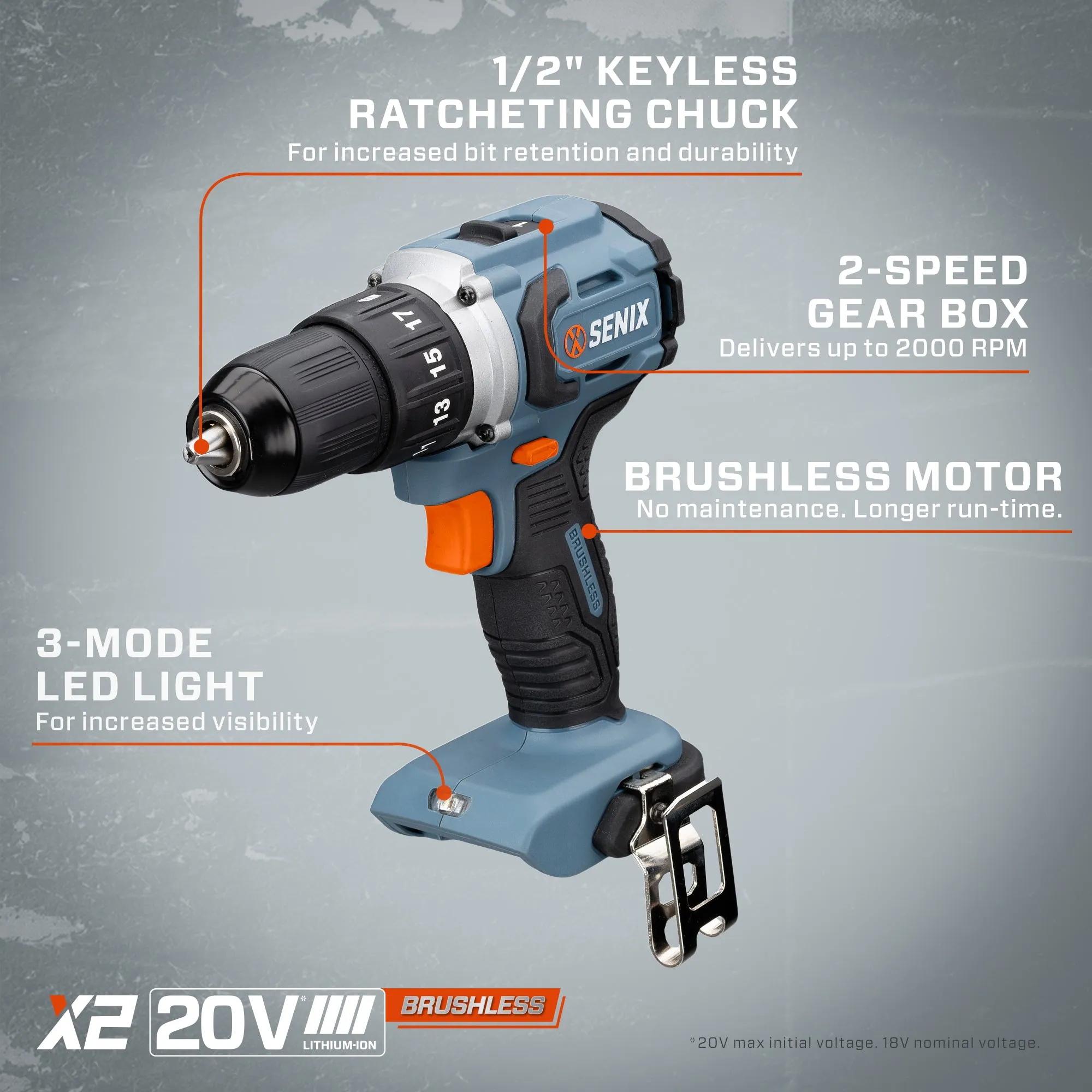 20 Volt Max* 1/2-Inch Brushless Drill Driver (Battery and Charger Included), PDDX2-M2