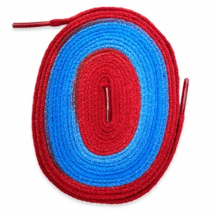 2TONE Tie Dye Premium Flat Laces - Blue with Red Tips