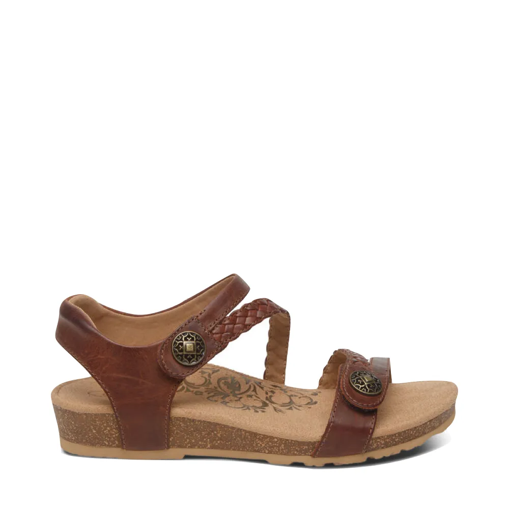 Aetrex Women's Jillian Braided Quarter Strap Sandal (Walnut)