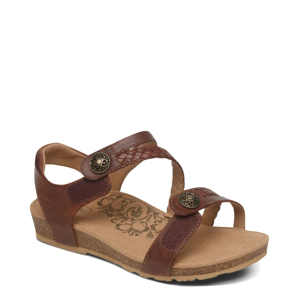 Aetrex Women's Jillian Braided Quarter Strap Sandal (Walnut)