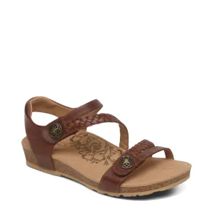 Aetrex Women's Jillian Braided Quarter Strap Sandal (Walnut)