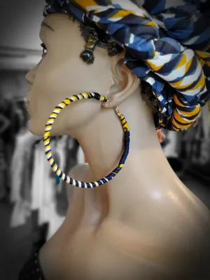 African Print Giga Hoop Earrings-DPHG100JL