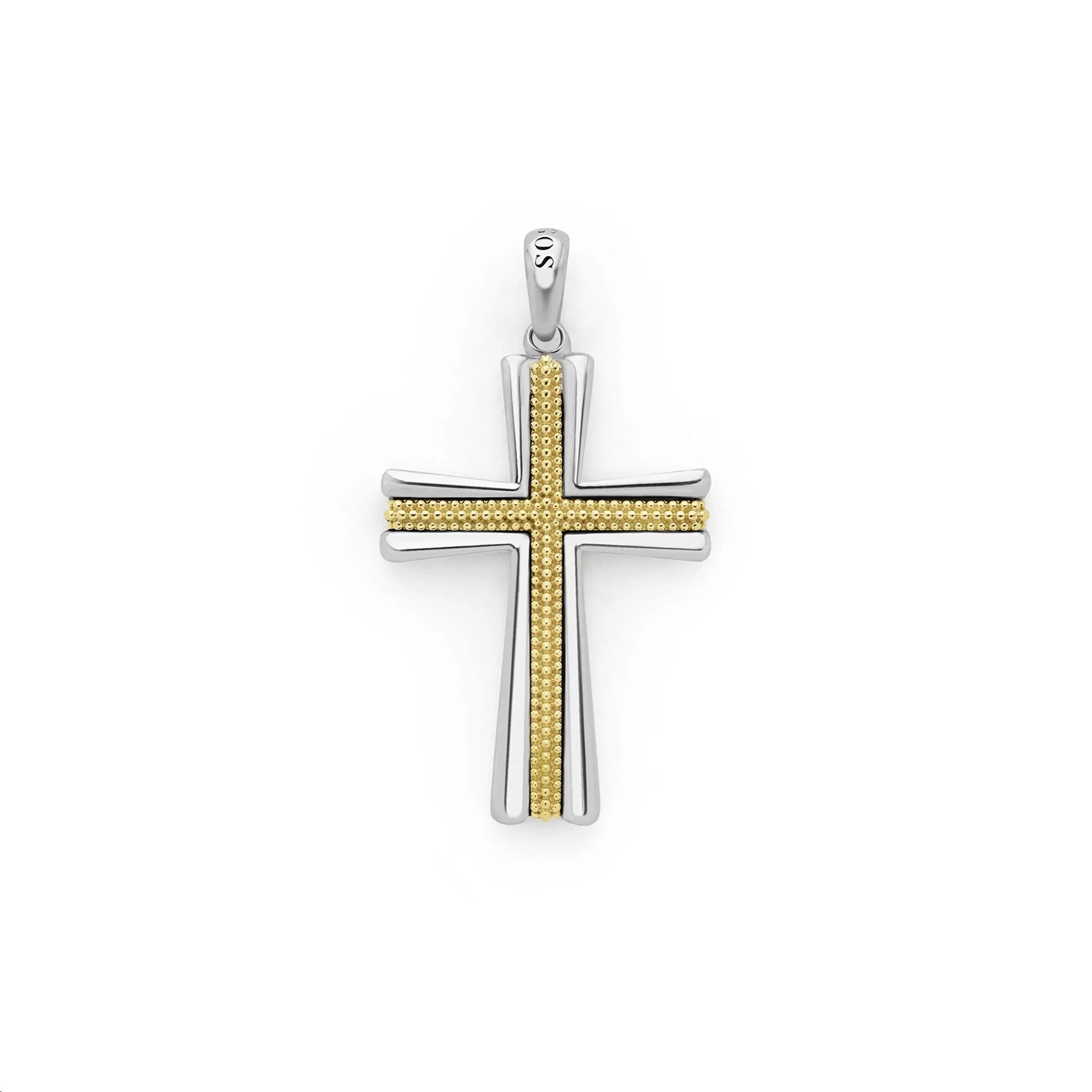 Anthem Two-Tone Caviar Beaded Cross Amulet