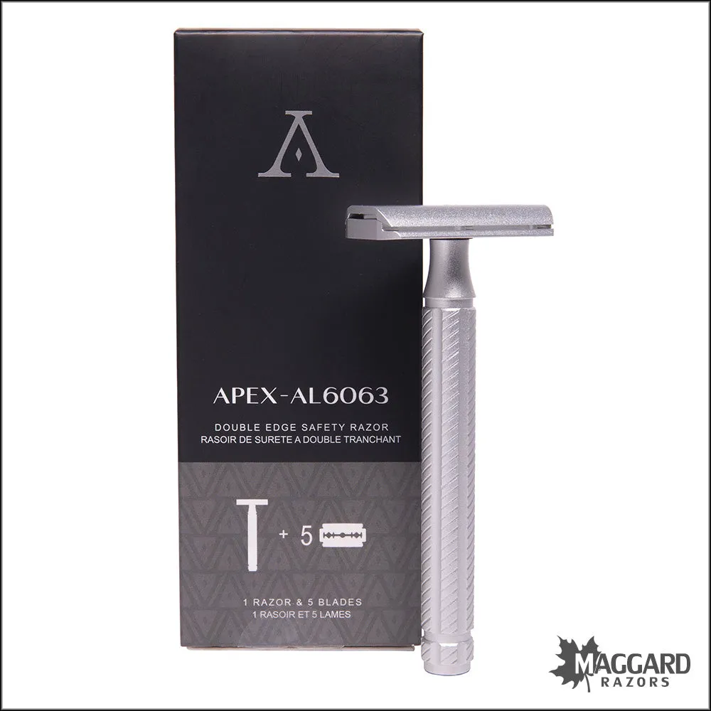 Aylsworth Razors The APEX AL-6063 Machined Aluminum Closed Comb DE Safety Razor, Silver and Silver