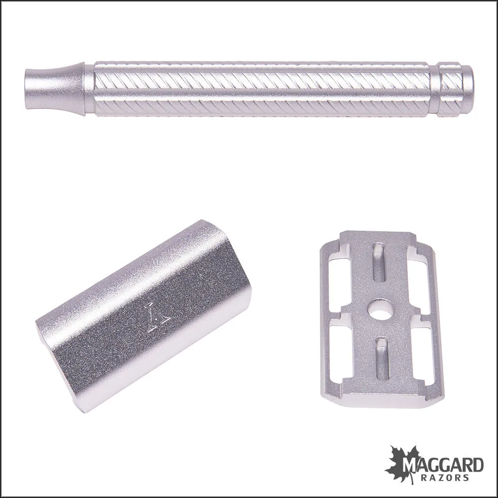 Aylsworth Razors The APEX AL-6063 Machined Aluminum Closed Comb DE Safety Razor, Silver and Silver