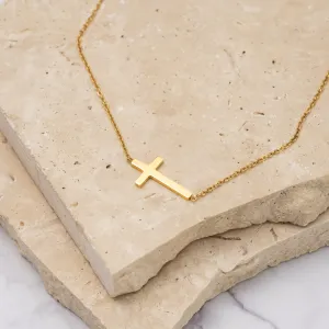 Bernadette 14k gold plated gold & silver cross necklace