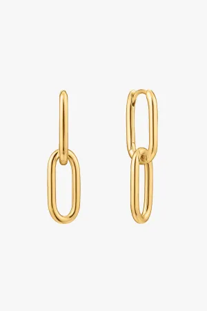 Chain Reaction Cable Link 2 In 1 30mm Gold Earrings