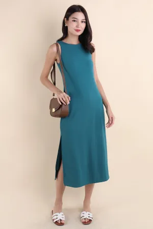 CHARM RACER SLIP DRESS IN TEAL