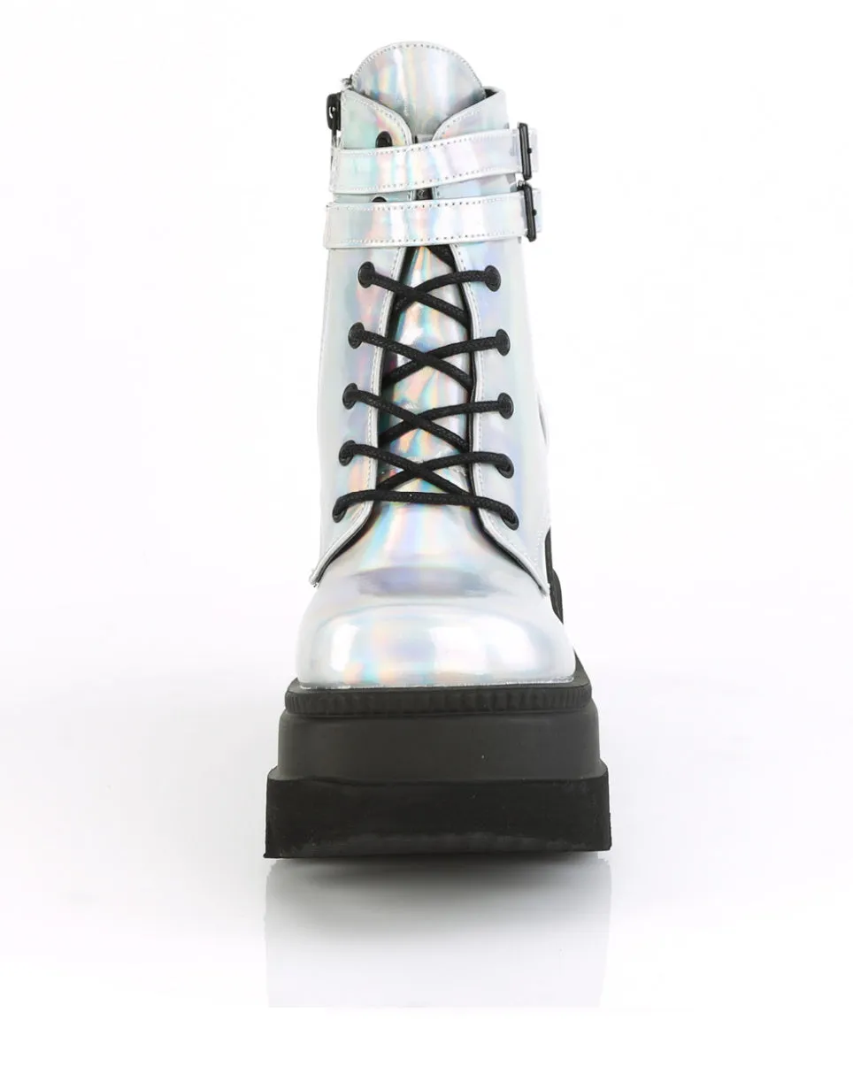 Demonia Holo Silver Stacked Platform