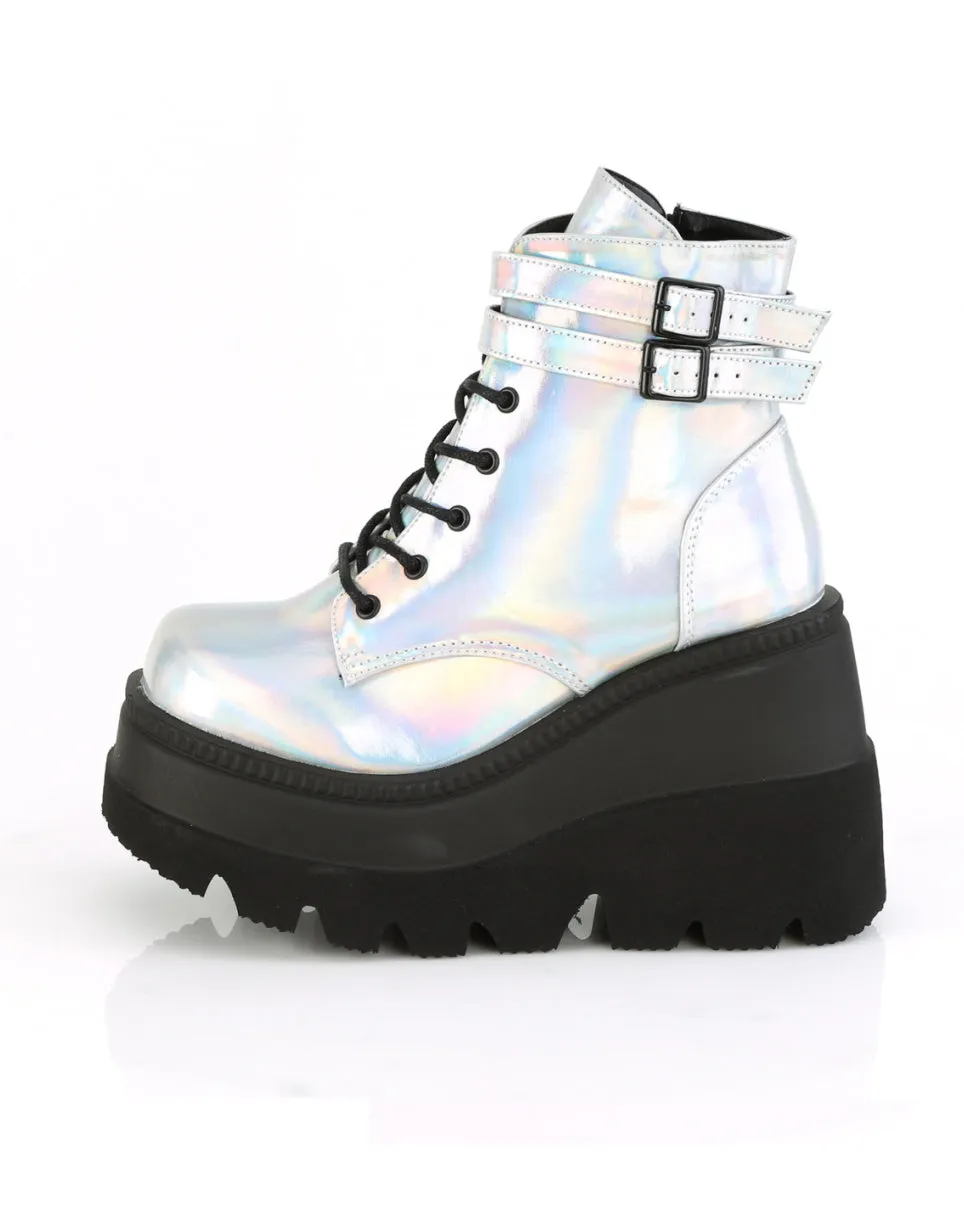 Demonia Holo Silver Stacked Platform