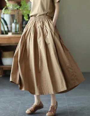 Elastic Waist Women Loose Casual Skirt