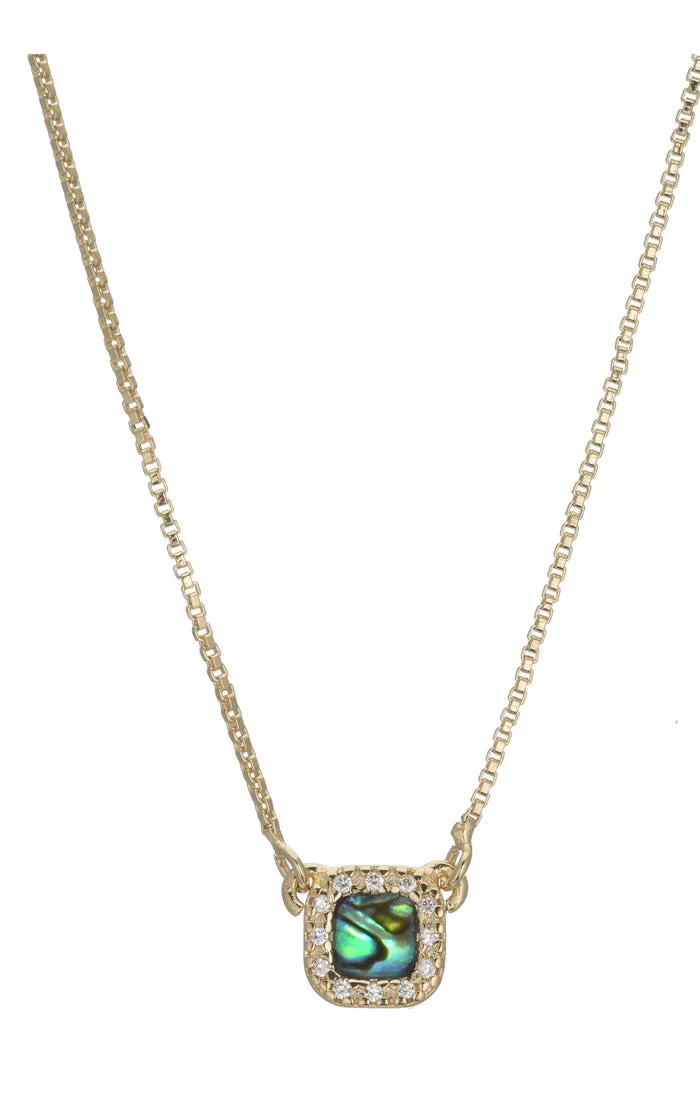 Ella Small Square Druzy Pendant With Cz Border