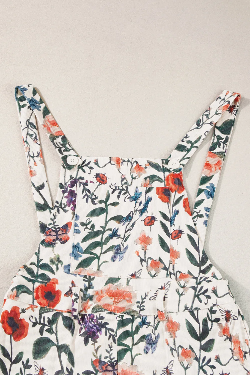 Floral Print Bib Open Back Romper