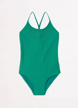 Girls Summer Essential Crossover Strap One Piece  - Forest