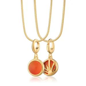 Gold Plated Orange Agate Healing Stone Necklace (Harmony)