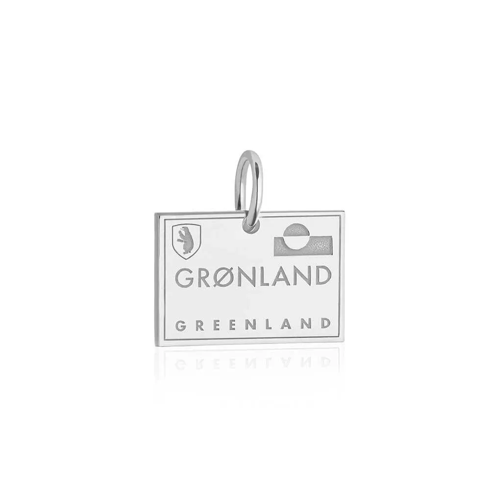 Greenland Passport Stamp Charm Silver