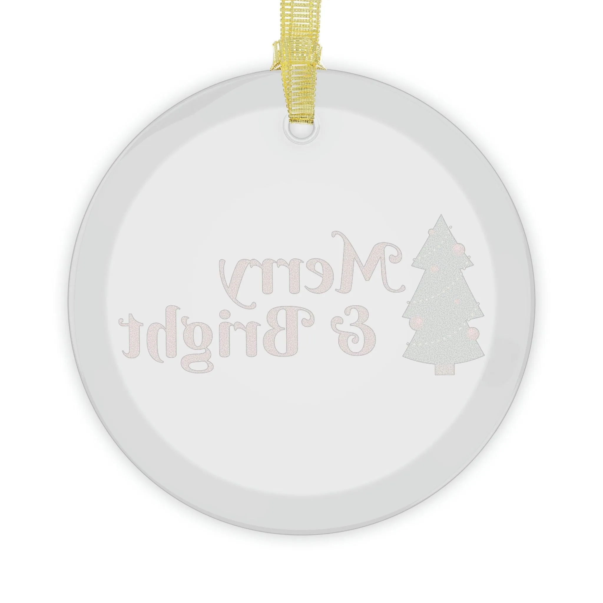 Merry & Bright Christmas Tree Glass Ornaments