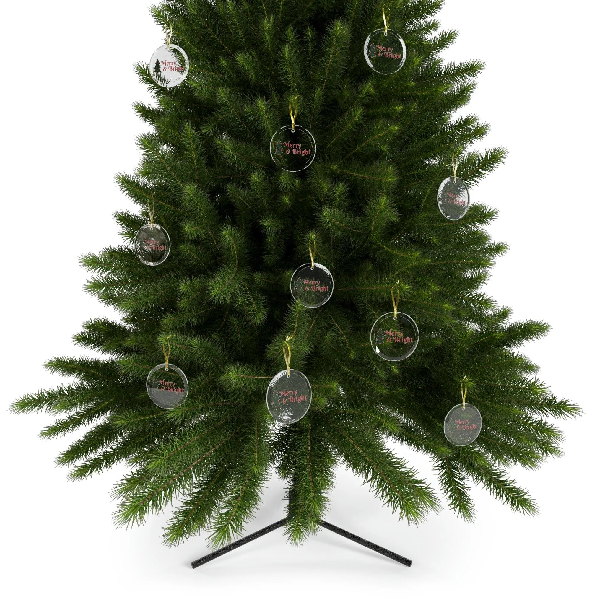 Merry & Bright Christmas Tree Glass Ornaments