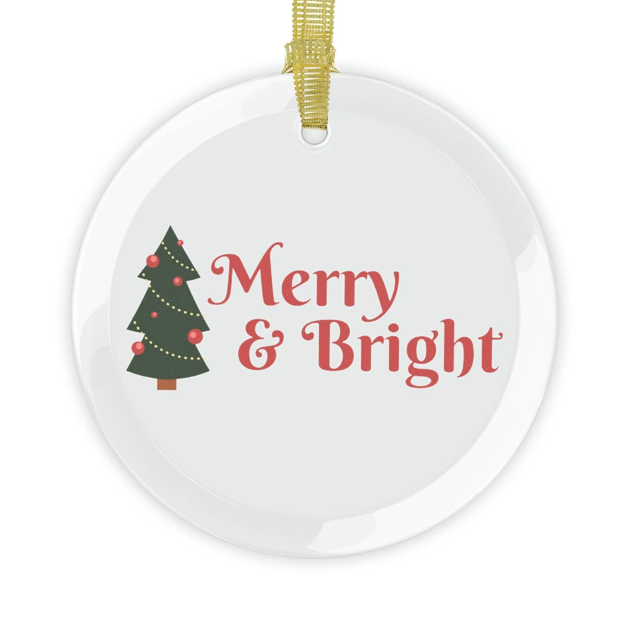 Merry & Bright Christmas Tree Glass Ornaments