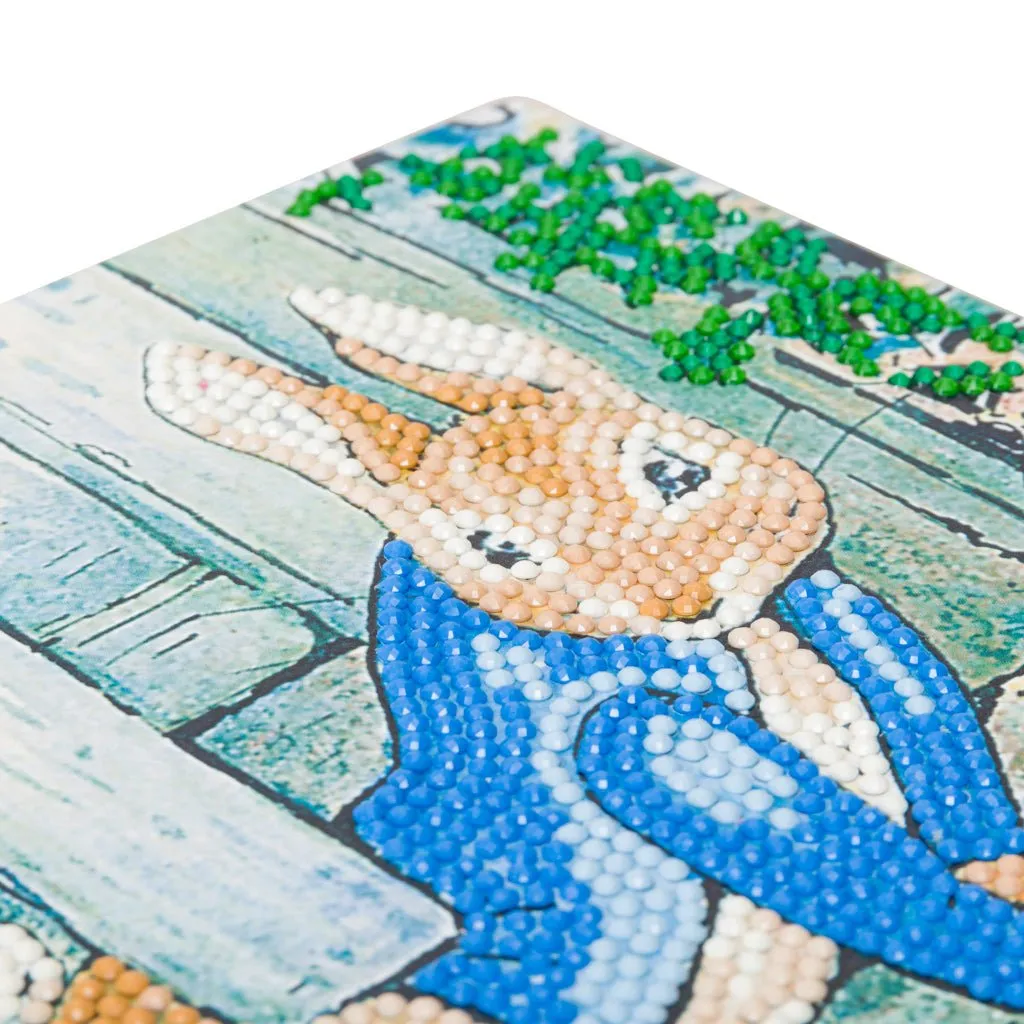 "Peter Rabbit Under the Fence" Crystal Art Card 18x18cm