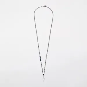 Robot Wing Necklace Silver & Black Pearl (760mm)