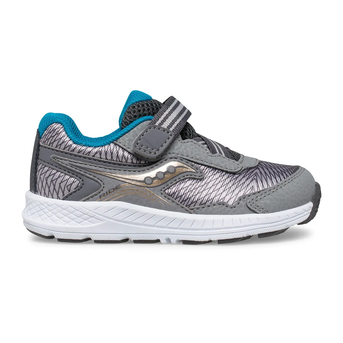 Saucony Toddler/Little Boys Ride 10 Jr. Velcro Sneaker Grey / Blue