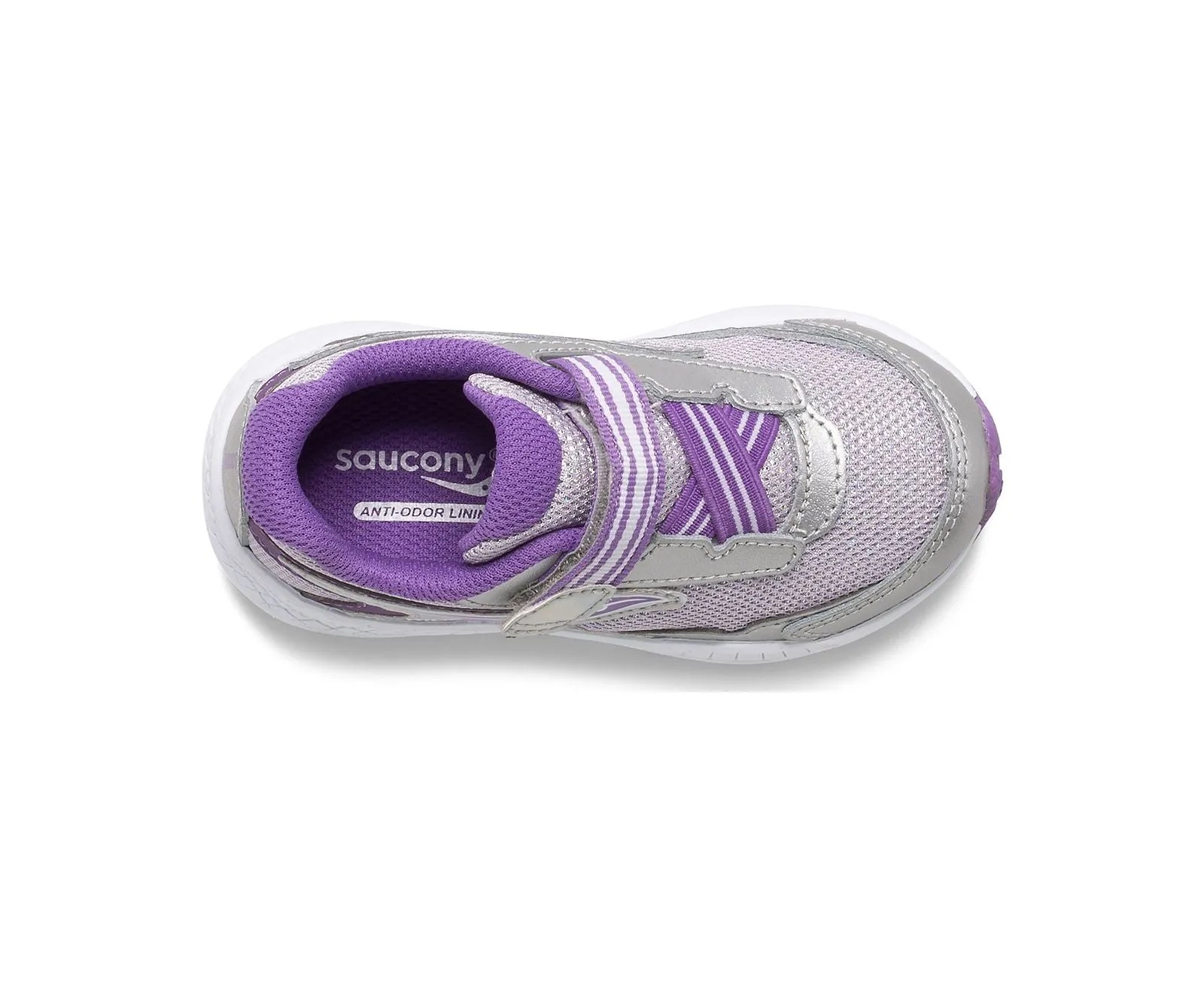 Saucony Toddler/Little Girls Ride 10 Jr. Velcro Sneaker Silver / Purple