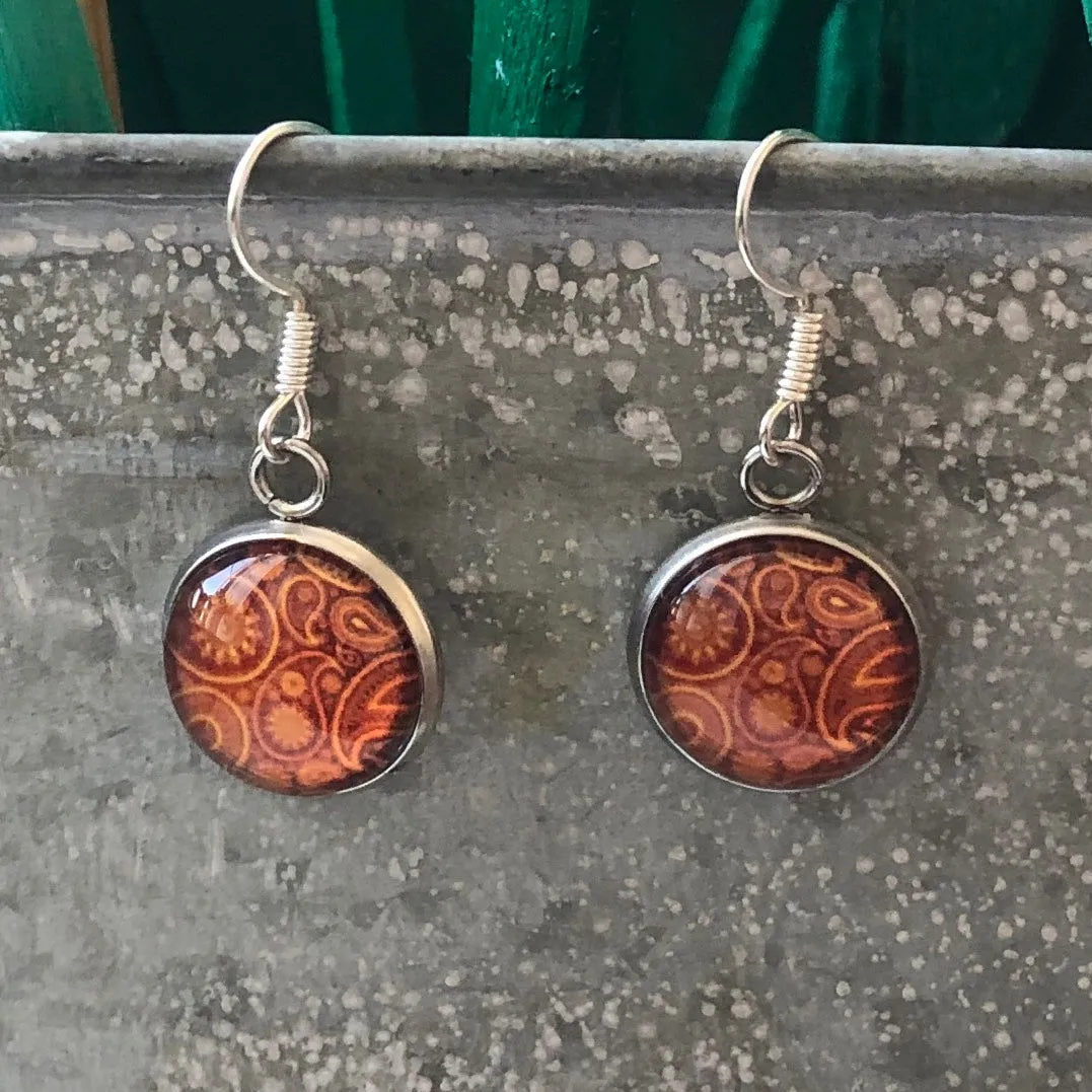 Silver Plated Dangle Earrings with Resin