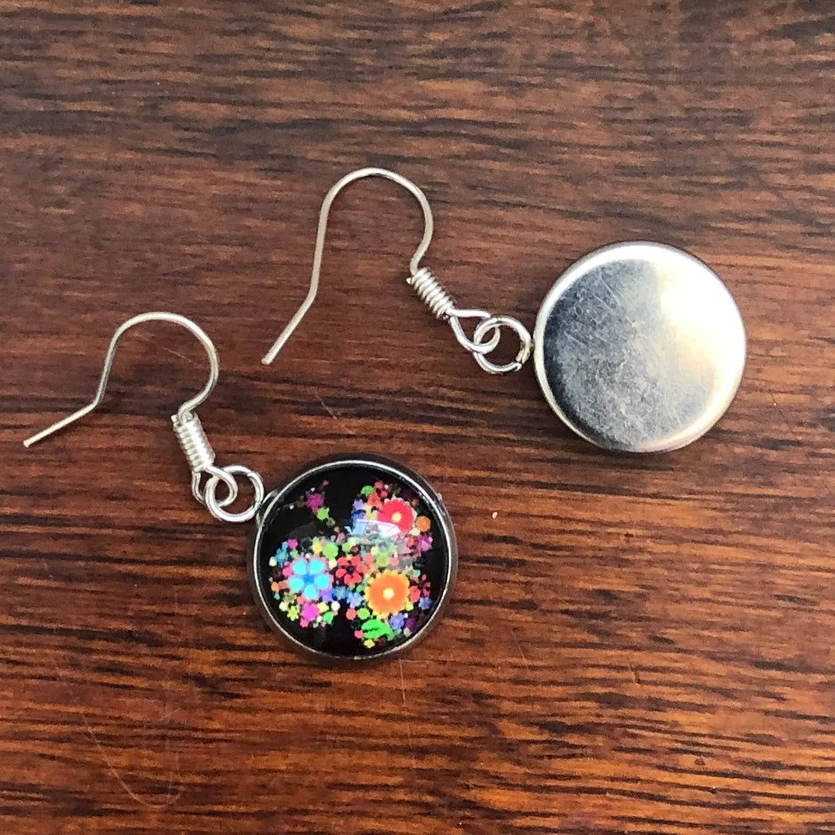 Silver Plated Dangle Earrings with Resin