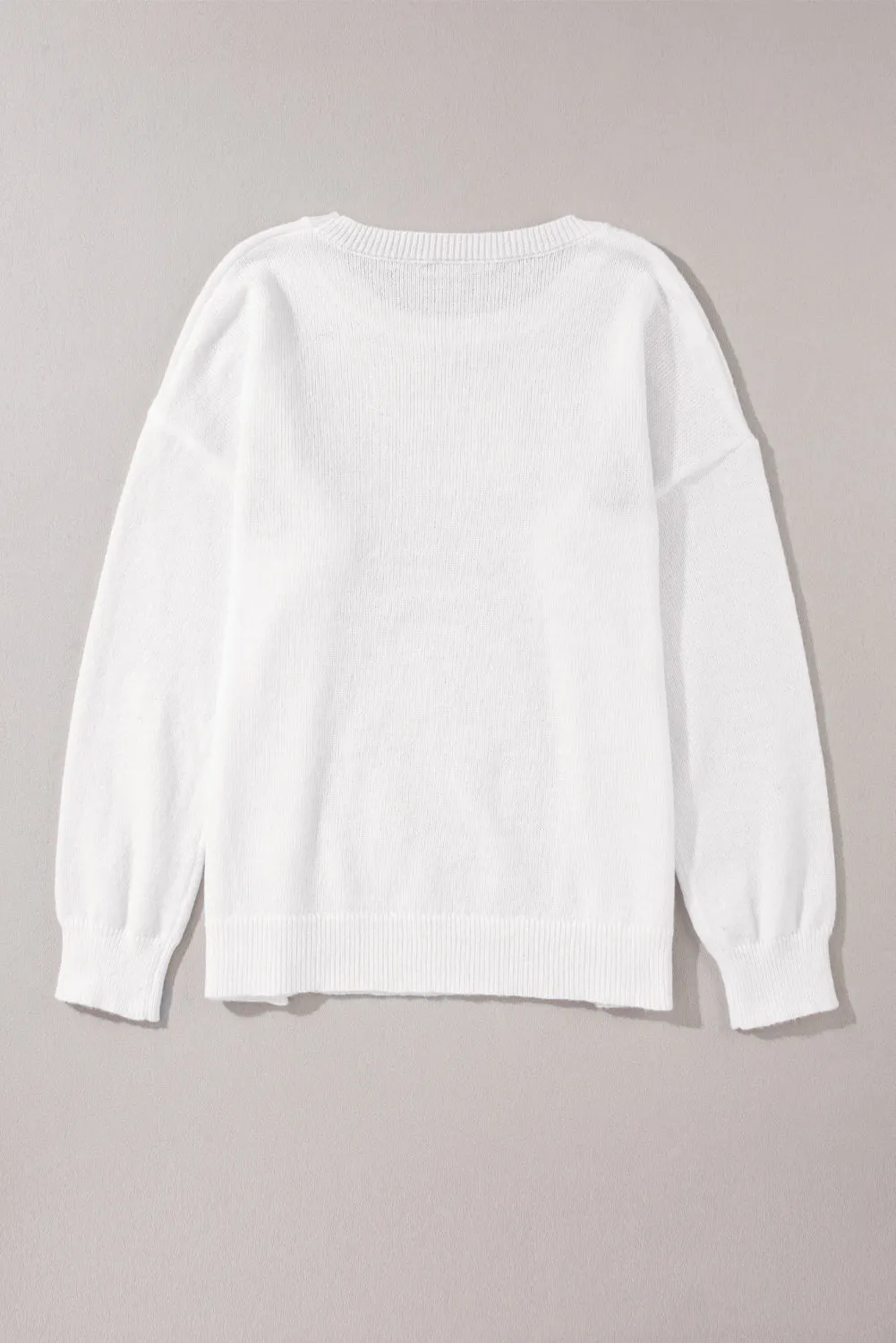 White Holly Jolly Round Neck Casual Sweater